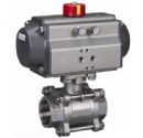 3PC Threaded Ball Valve With Pneumatic Actuator